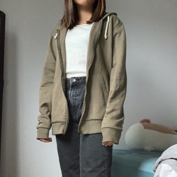 Olive zip up hoodie - Picture 2 of 2